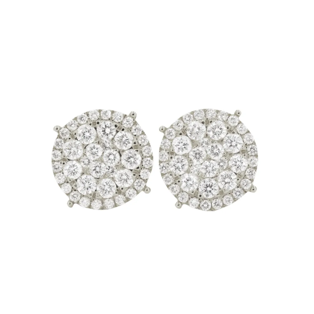 0.85 CTTW DIAMOND ROUND CLUSTER EARRINGS WITH HALO