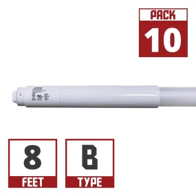 10 Pack - 8ft T8 LED Bulb, 5500lm, 40K|50K|65K, R17D Base, Ballast Bypass, Single|Dual End