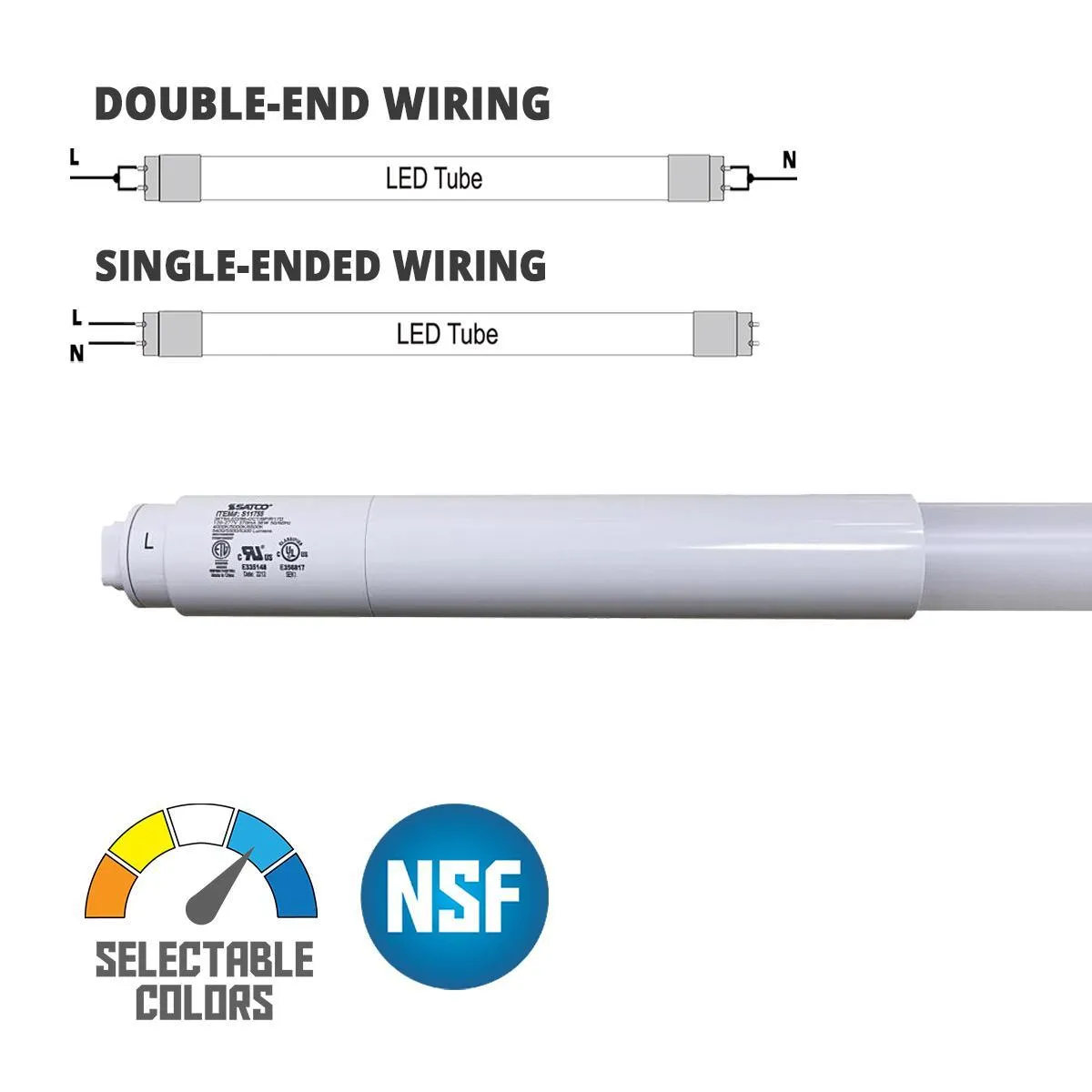 10 Pack - 8ft T8 LED Bulb, 5500lm, 40K|50K|65K, R17D Base, Ballast Bypass, Single|Dual End