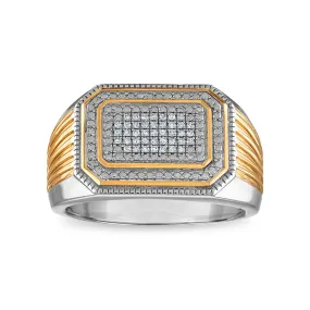 1/10 CTW Diamond Cluster Ring in Two-Tone Sterling Silver