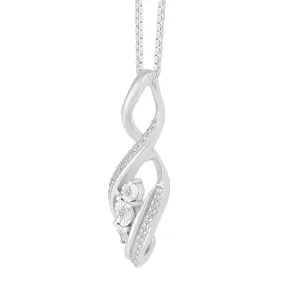 1/10 CTW Diamond Cluster Three Stone 18-inch Pendant in Sterling Silver