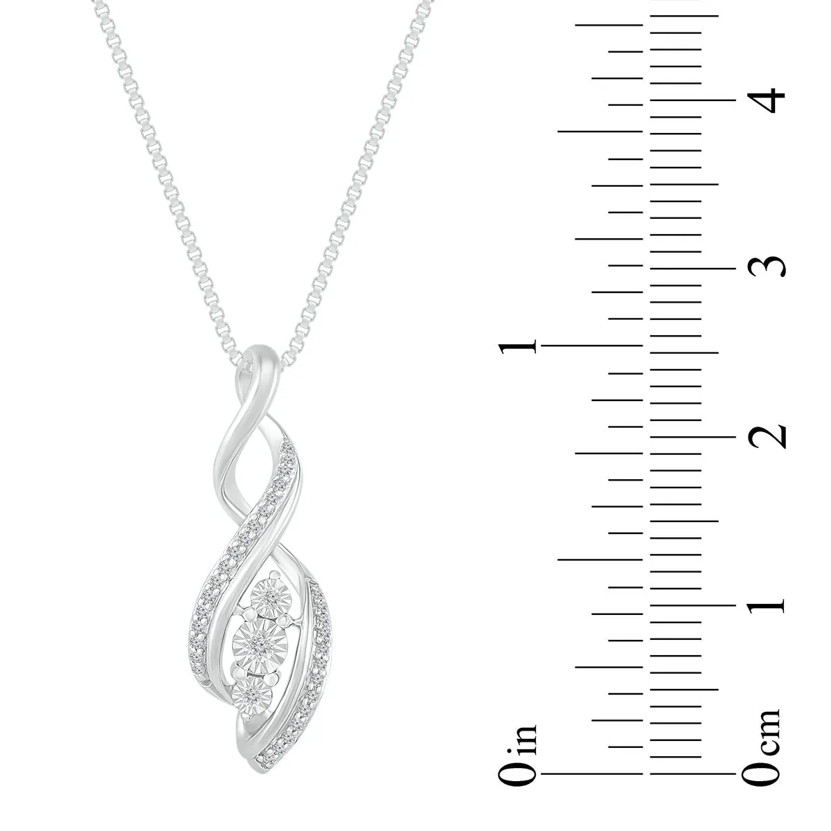 1/10 CTW Diamond Cluster Three Stone 18-inch Pendant in Sterling Silver