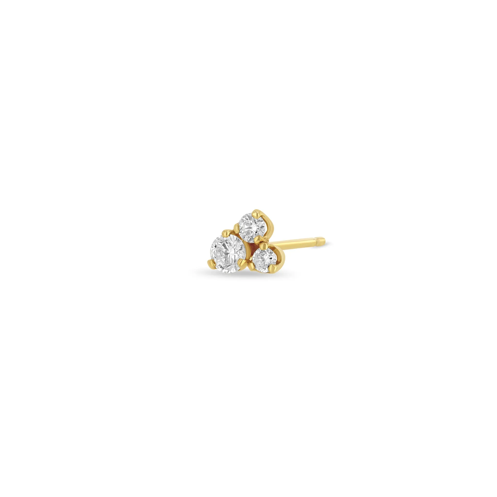 14k 3 Large Mixed Prong Diamond Cluster Stud Earrings