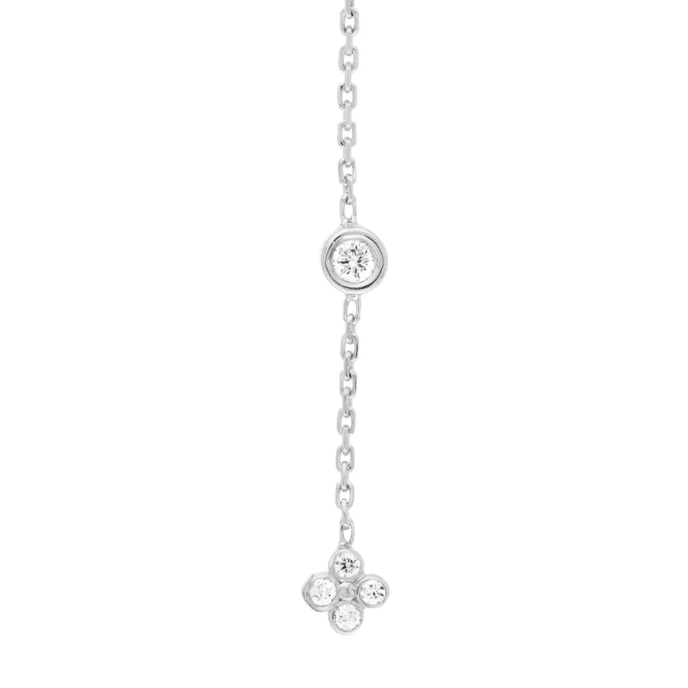 14k Diamond Bezel & Cluster Dangle Earrings