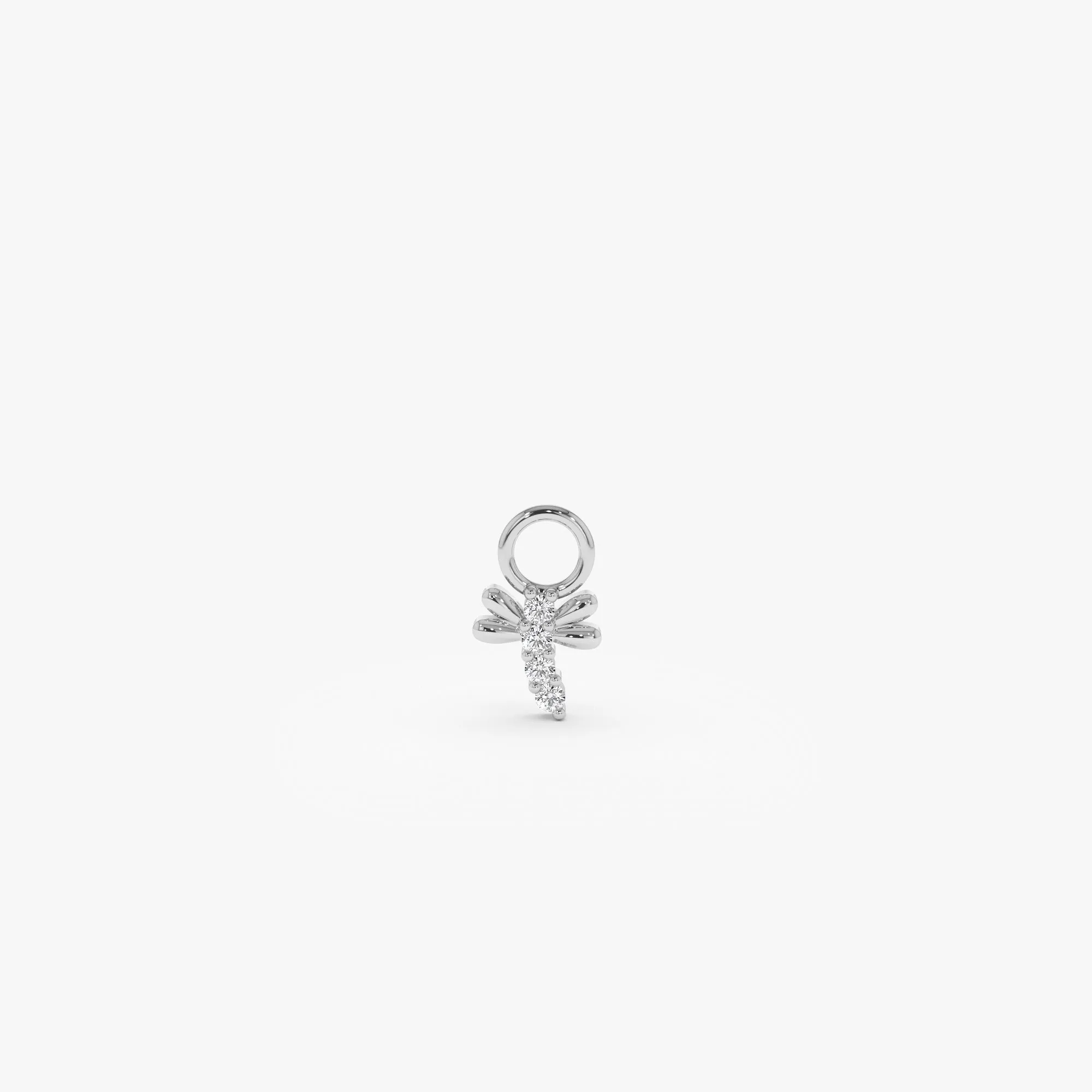 14k Diamond Dragon Fly Hoop Charm