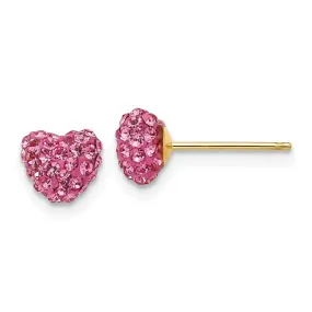 14k Rose Crystal 6mm Heart Post Earrings