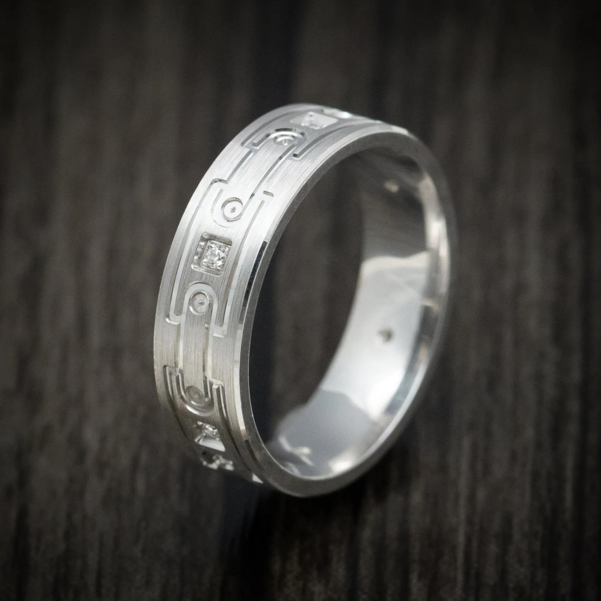 14K White Gold and Diamond Men's Ring Custom Made Band