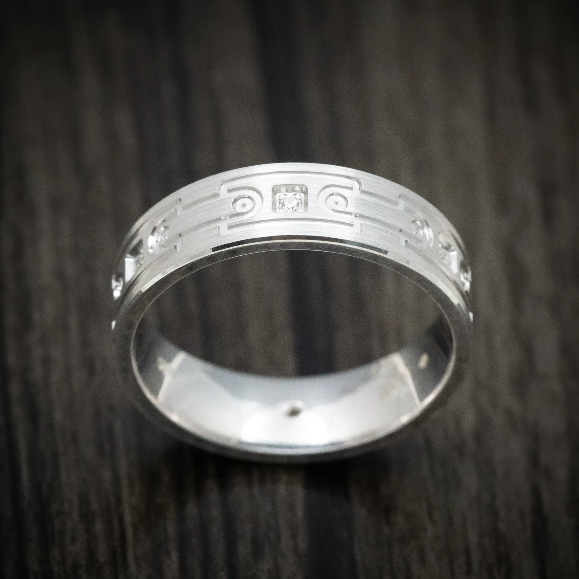 14K White Gold and Diamond Men's Ring Custom Made Band