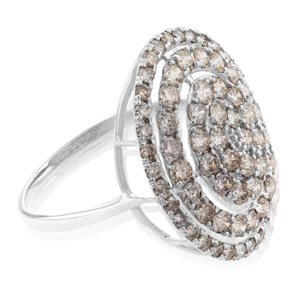 18ct White Gold 2 Carat Diamond Oval Shape Cluster Ring