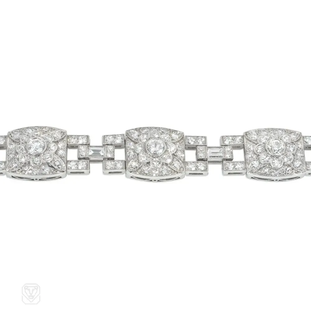 1920s platinum and diamond floral motif bracelet