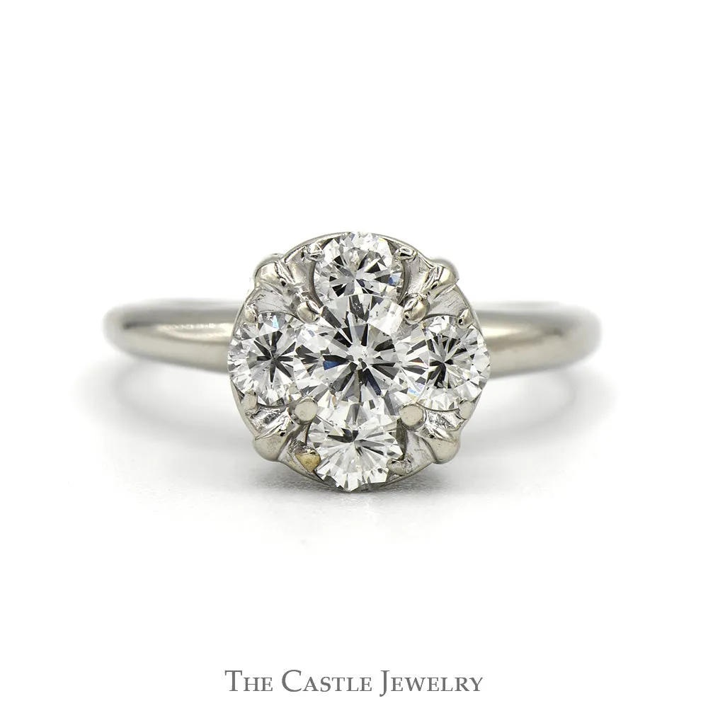 1cttw 5 Round Diamond Cluster Ring in 14k White Gold
