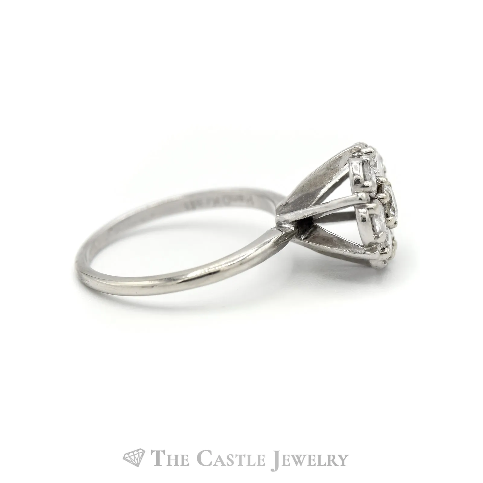 Exquisite 1cttw 7-Diamond Cluster Ring in Elegant 14k White Gold