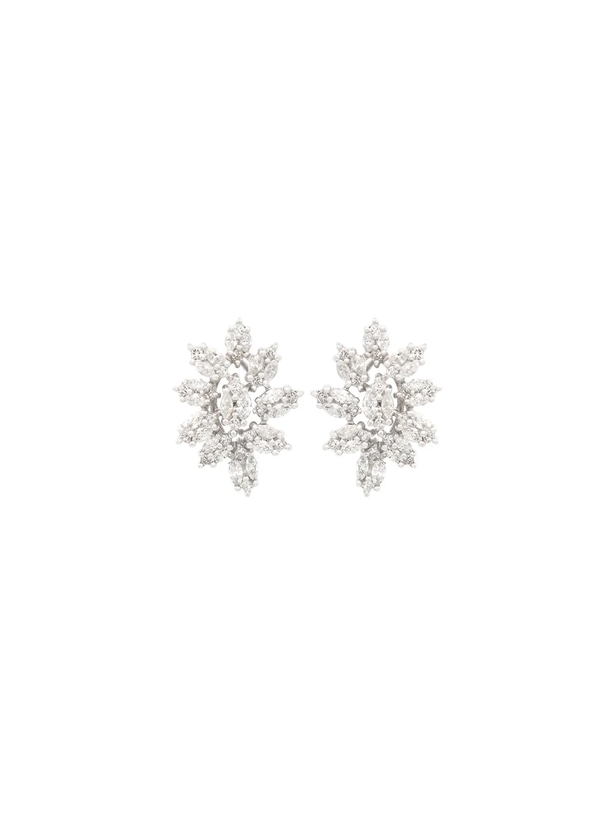 2.22ct Diamond 18K Gold Statement Cluster Earrings