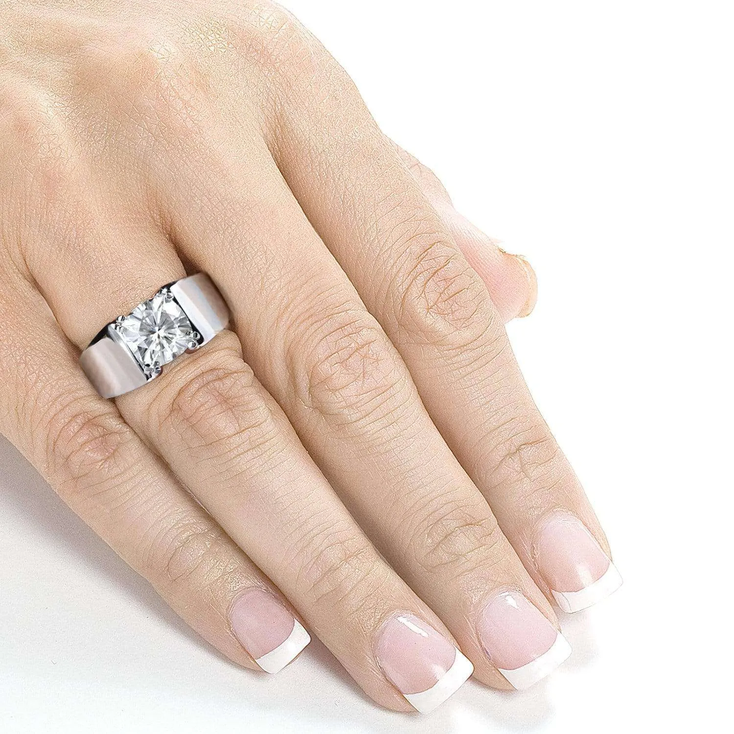 2ct Cushion Solitaire Extra Wide Ring