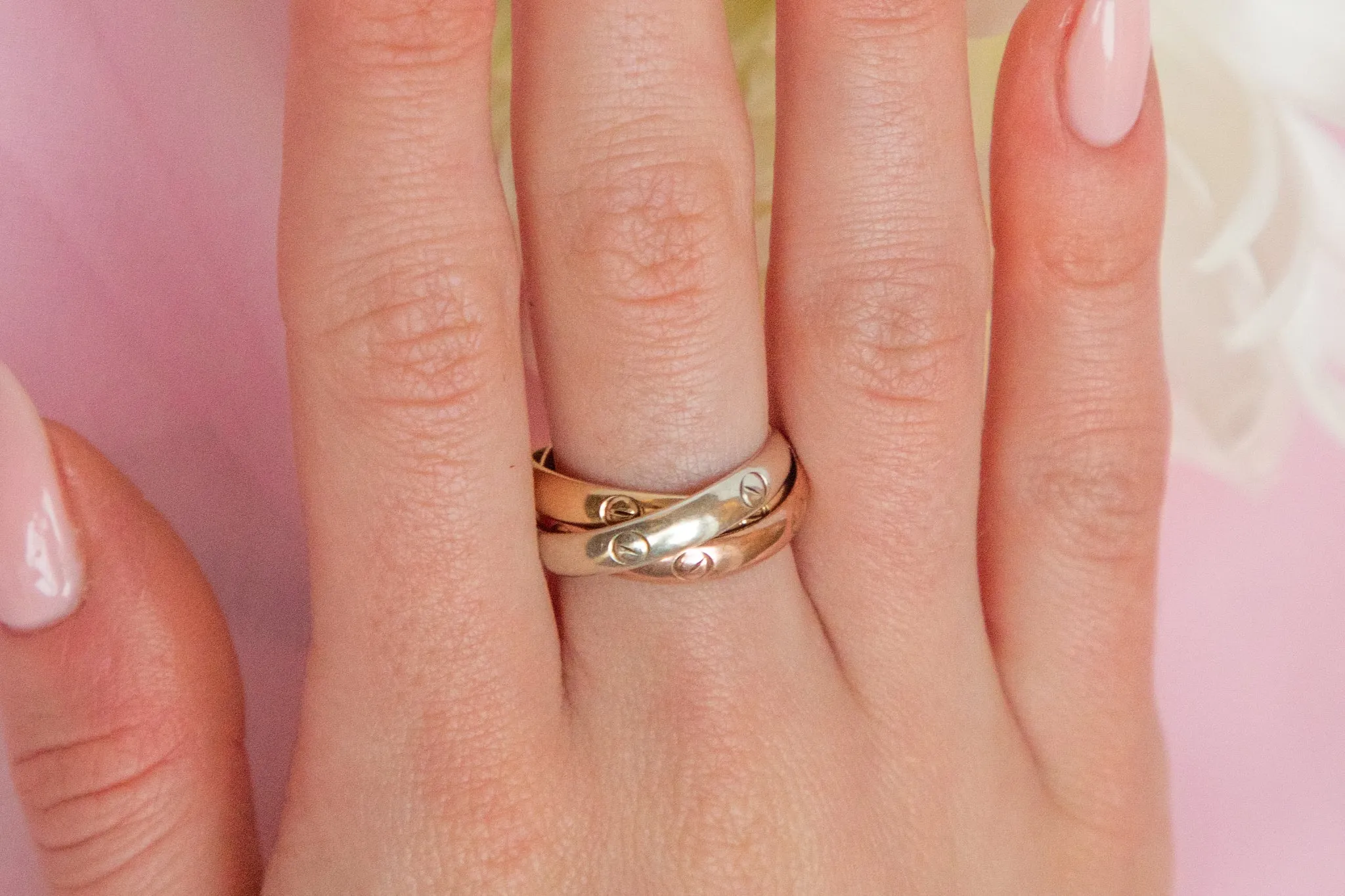 9ct Gold Tri-Coloured Russian Wedding Band