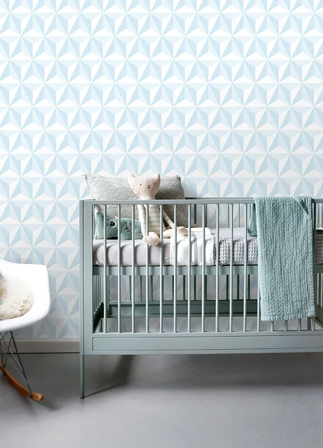 Adella Sky Blue Geometric Wallpaper  | Brewster Wallcovering
