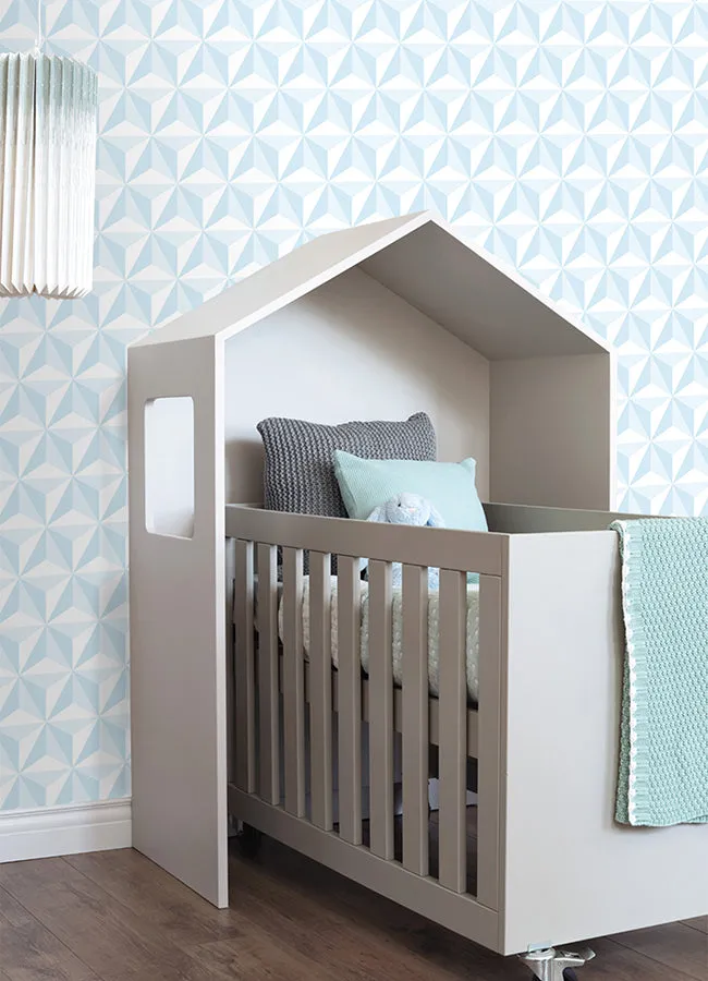 Adella Sky Blue Geometric Wallpaper  | Brewster Wallcovering