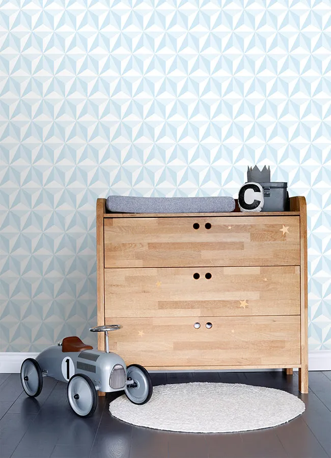 Adella Sky Blue Geometric Wallpaper  | Brewster Wallcovering