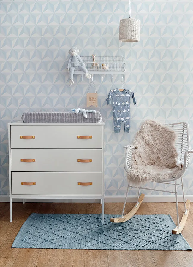 Adella Sky Blue Geometric Wallpaper  | Brewster Wallcovering