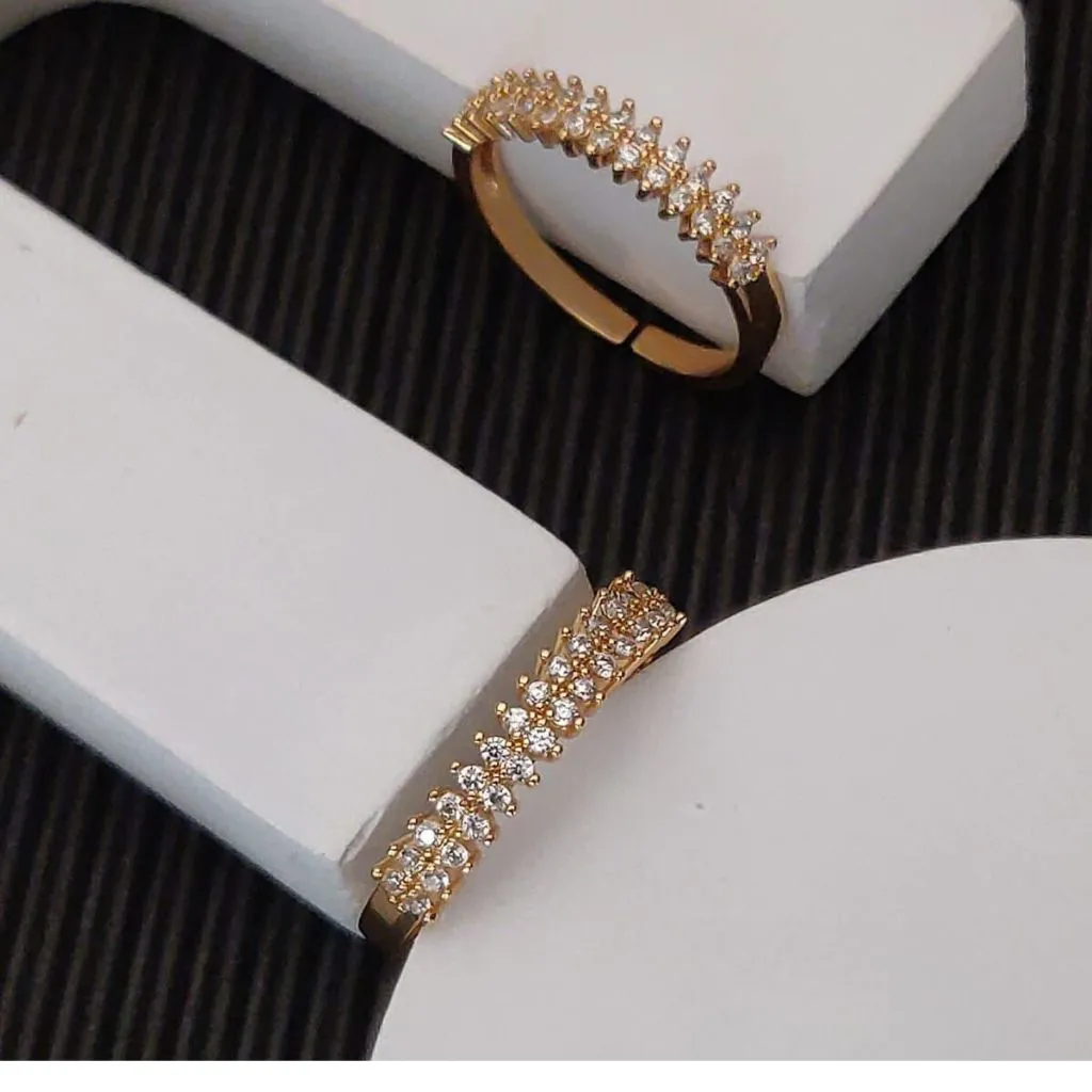 Adjustable Round Rose Gold Elegant Zircon Geometric Stackable Ring