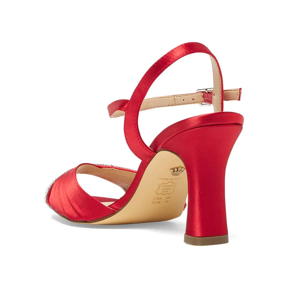Agnes Heel in Red Rouge Crystal Satin