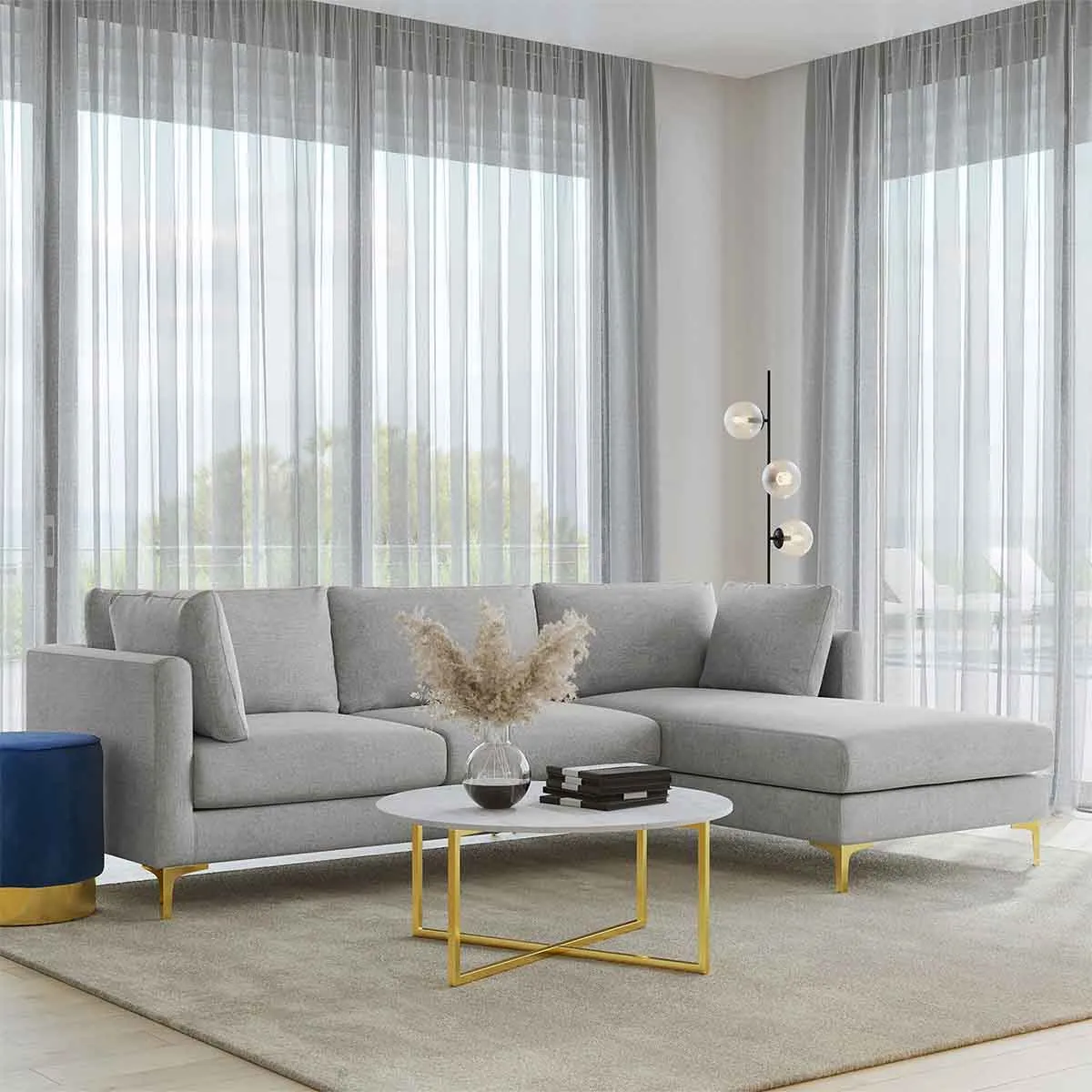 Alex Fabric Sectional Sofa & Right Hand Chaise