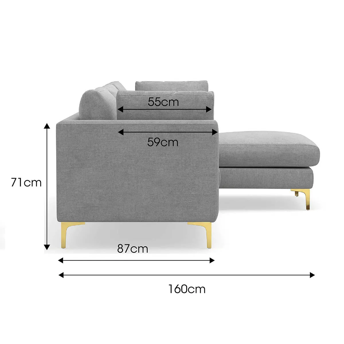 Alex Fabric Sectional Sofa & Right Hand Chaise