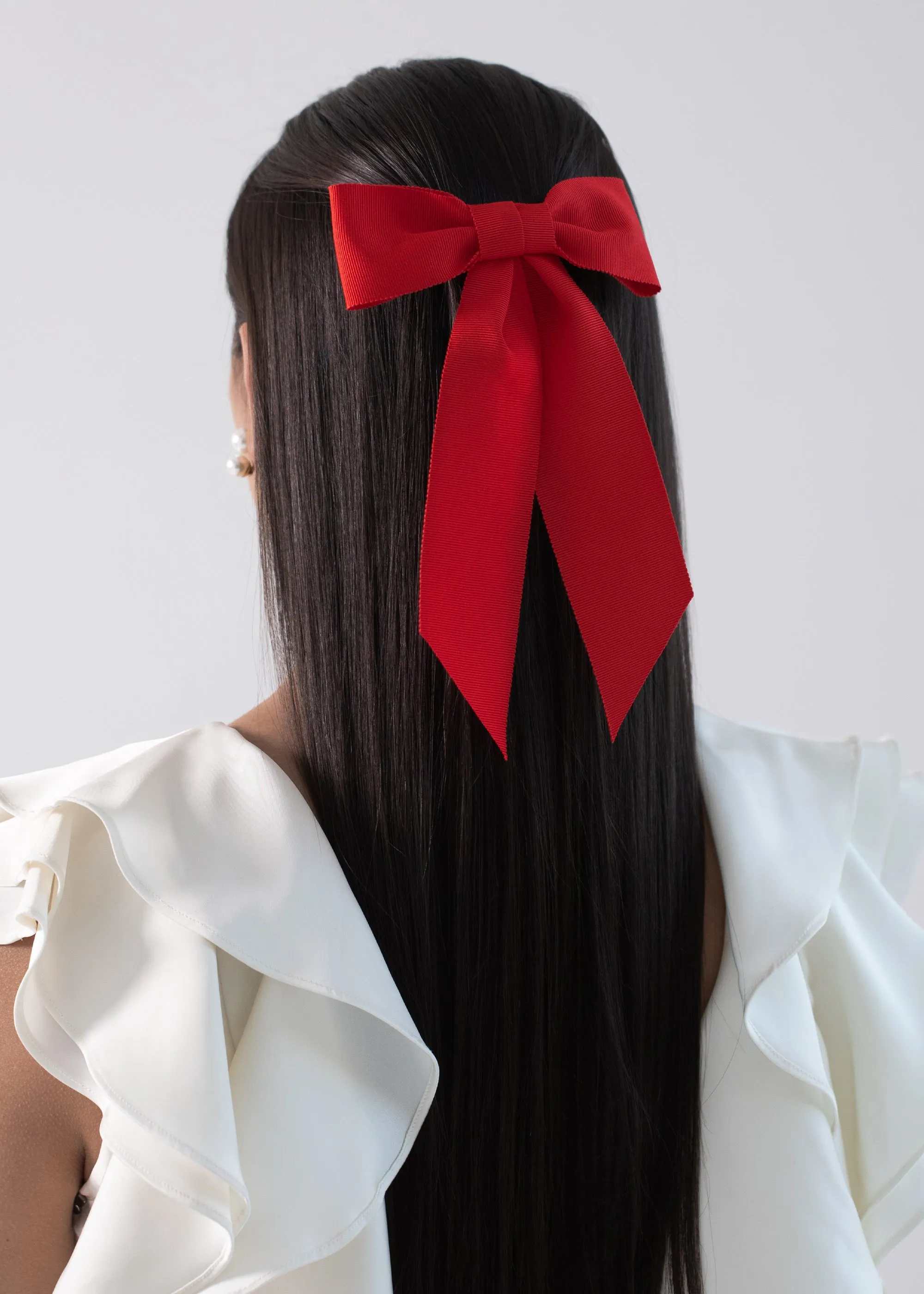Alice Grosgrain Bow Barrette -- Cherry