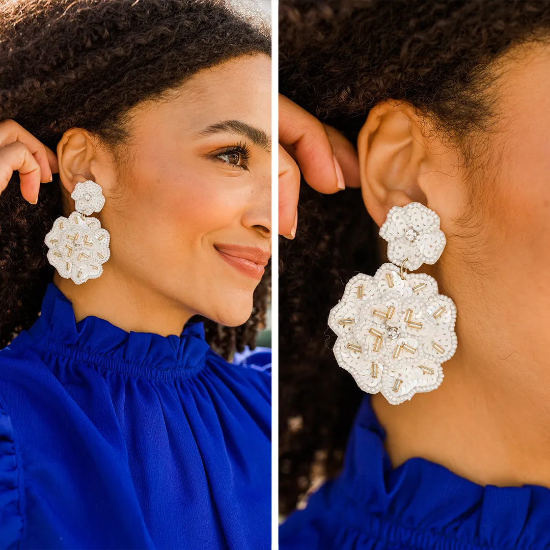 All About Fun White Beaded Earrings