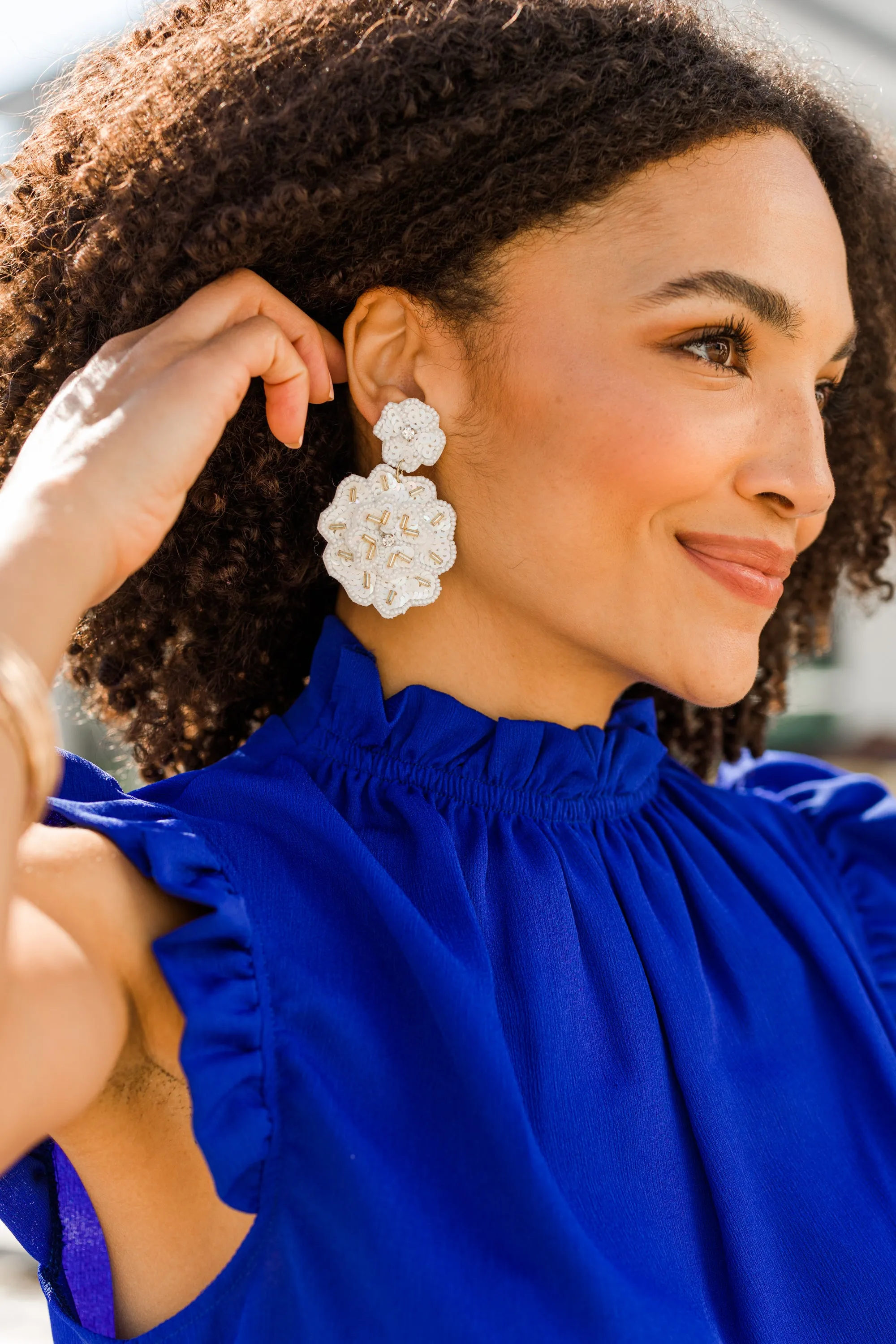 All About Fun White Beaded Earrings