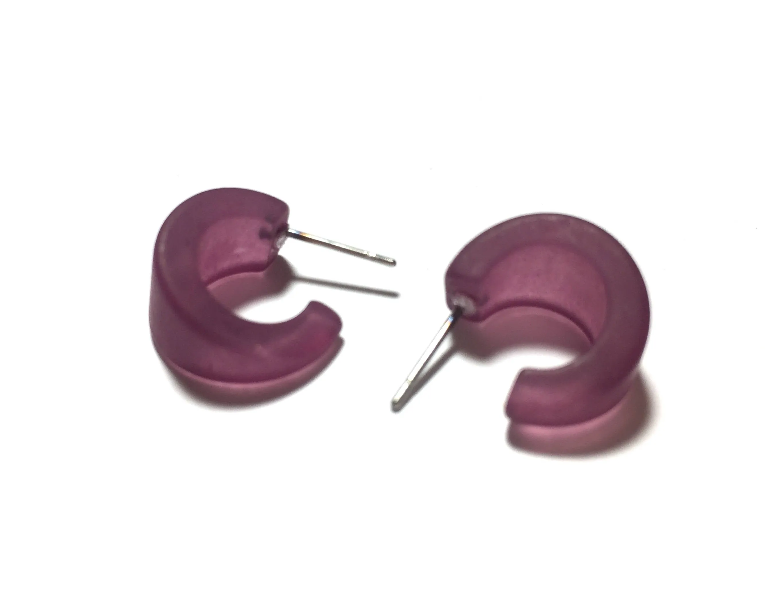 Amethyst Purple Frosted Tiny Boom Hoop Earrings