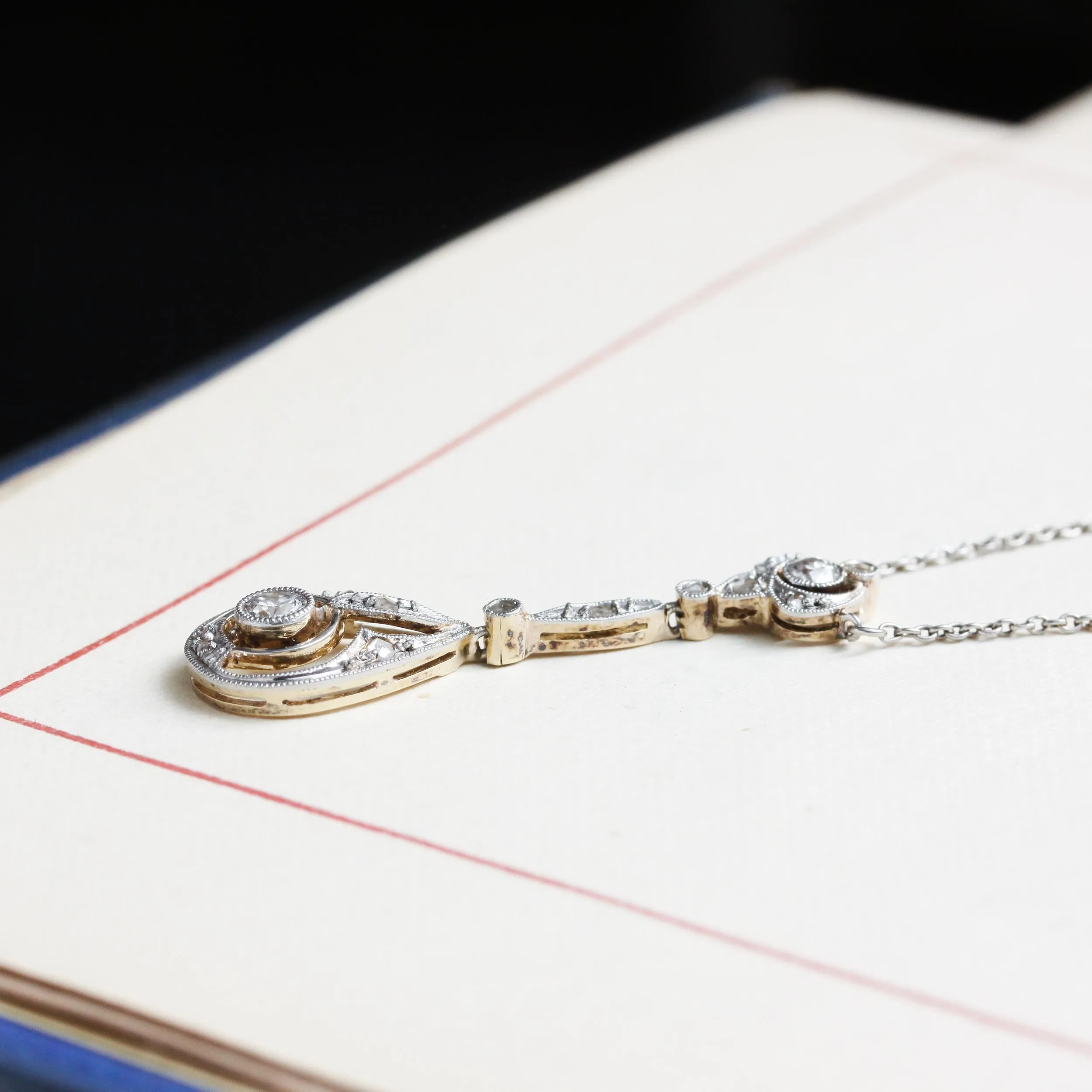 Antique Continental Beauty! Edwardian Diamond Lavaliere Pendant
