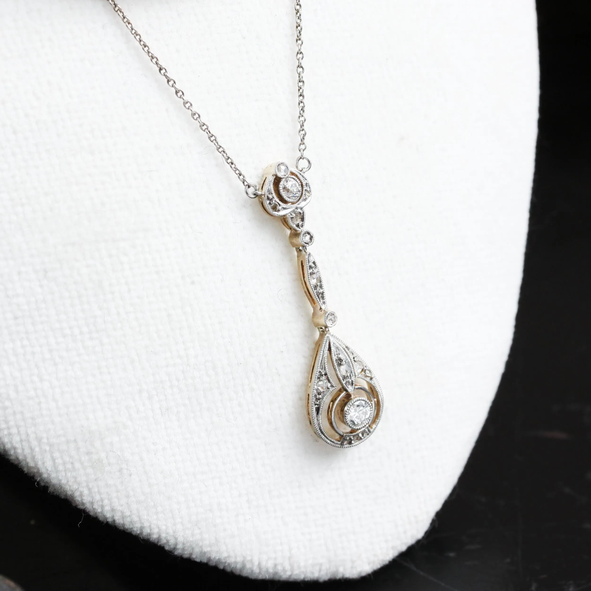 Antique Continental Beauty! Edwardian Diamond Lavaliere Pendant