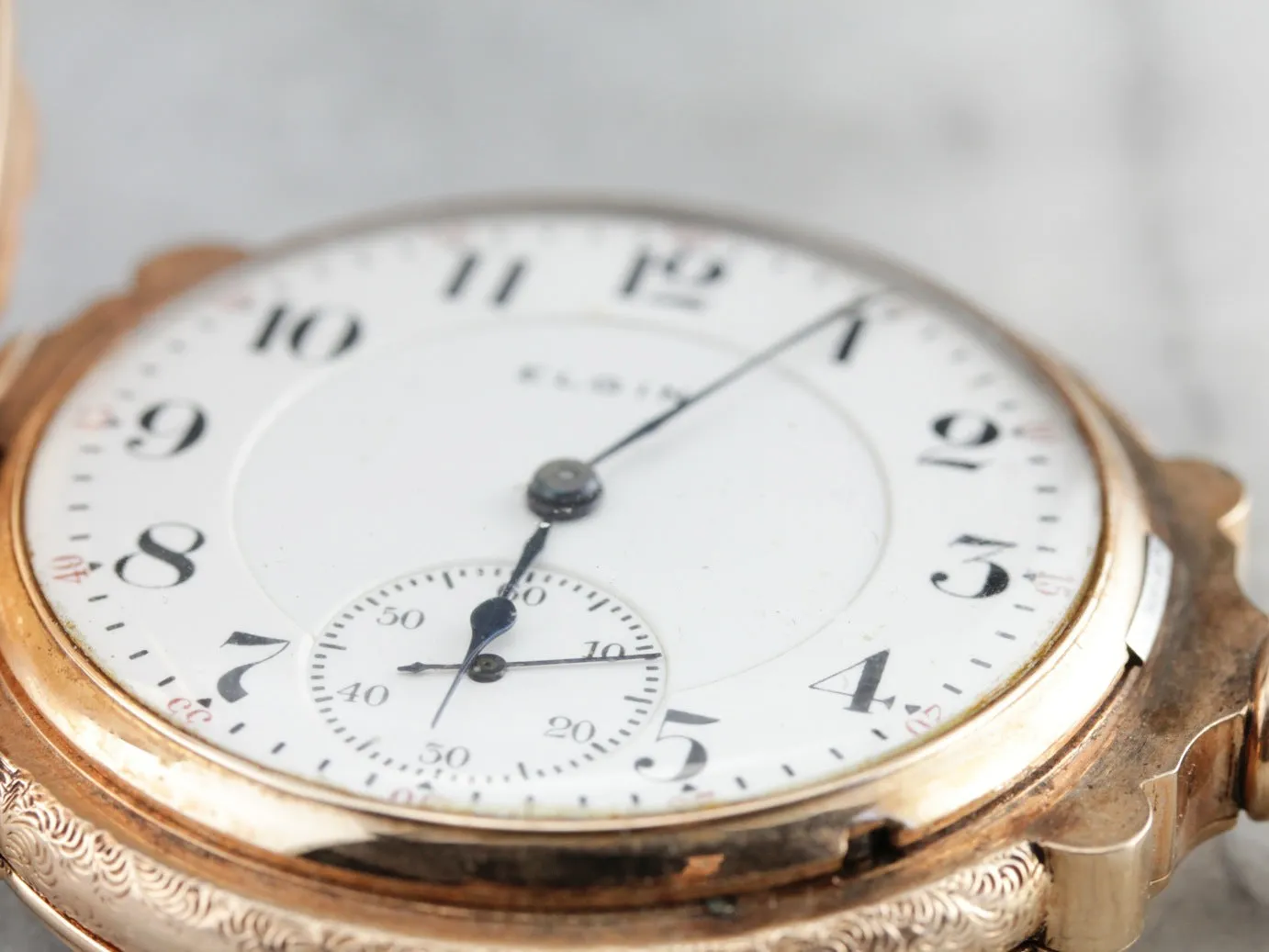 Antique Elgin Pastoral Gold Pocket Watch