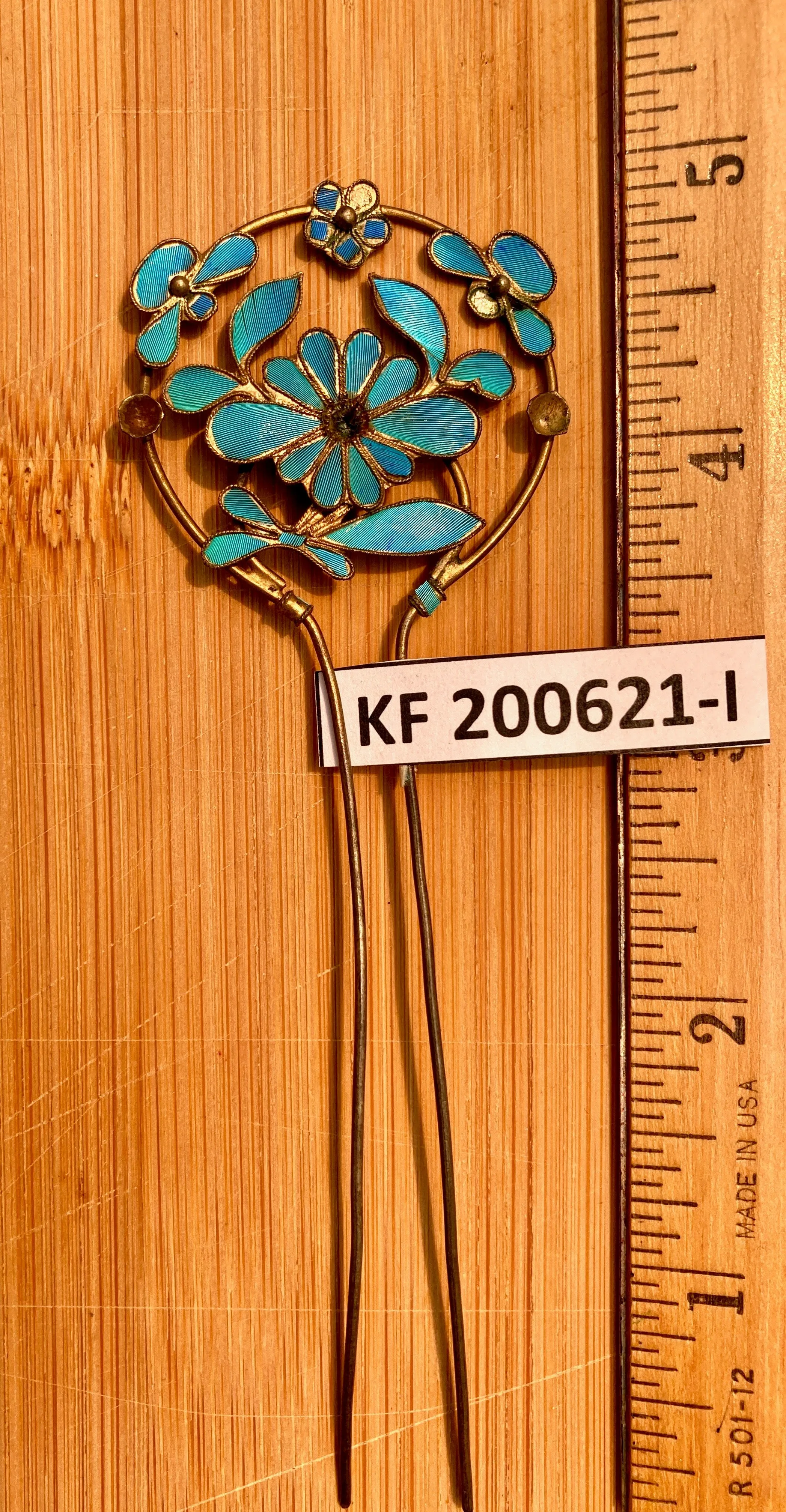 Antique Qing Dynasty 5" Tian-Tsui Hair Pin - 200621-I