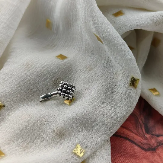 Antique Square Dots Oxidised Tribal Gypsy Non Pierced Clip On Nose Pin