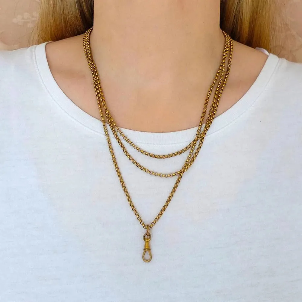 Antique Victorian Pinchbeck Long Guard Chain