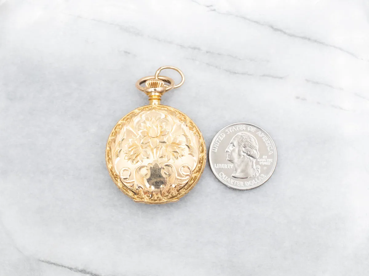 Antique Waltham Floral Hunter's Pocket Watch