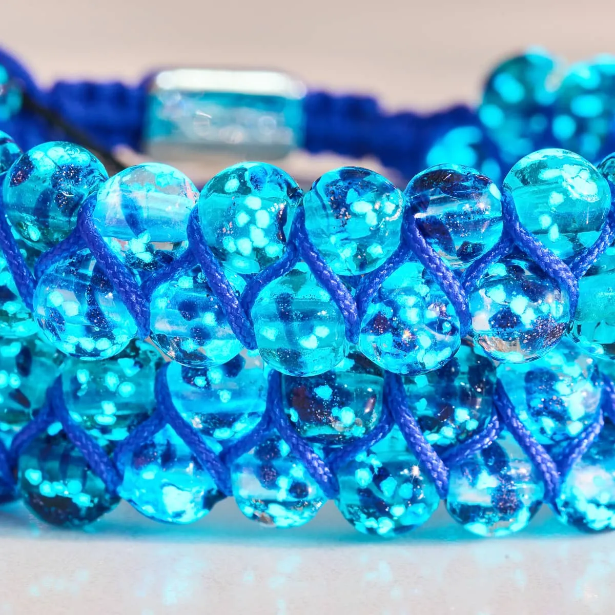 Stunning Aquamarine Flame & Lapis Flame Double Firefly Glass Bracelet – Elegant and Unique Design