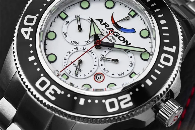 Aragon Divemaster 9100 - 50mm Durable Watch in White (Model: A051WHT)