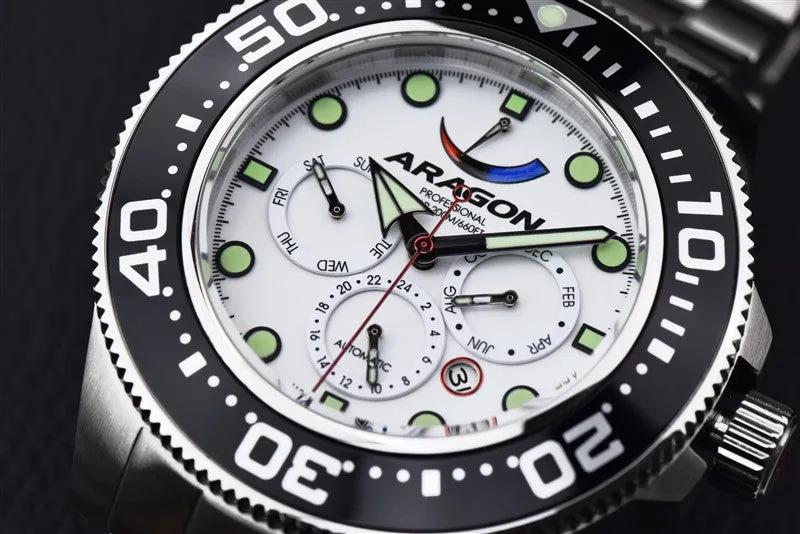 Aragon Divemaster 9100 - 50mm Durable Watch in White (Model: A051WHT)