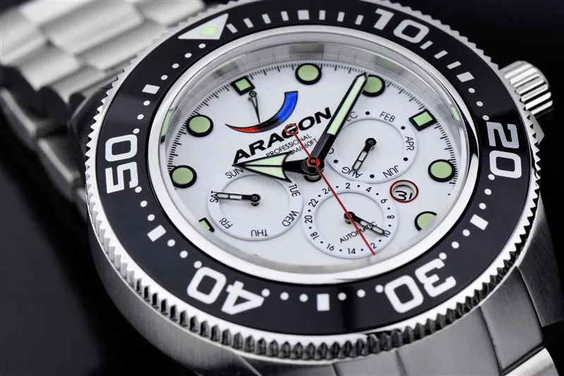 Aragon Divemaster 9100 - 50mm Durable Watch in White (Model: A051WHT)