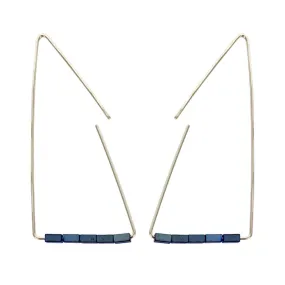 Architectural Triangle Indigo Hematite Earrings