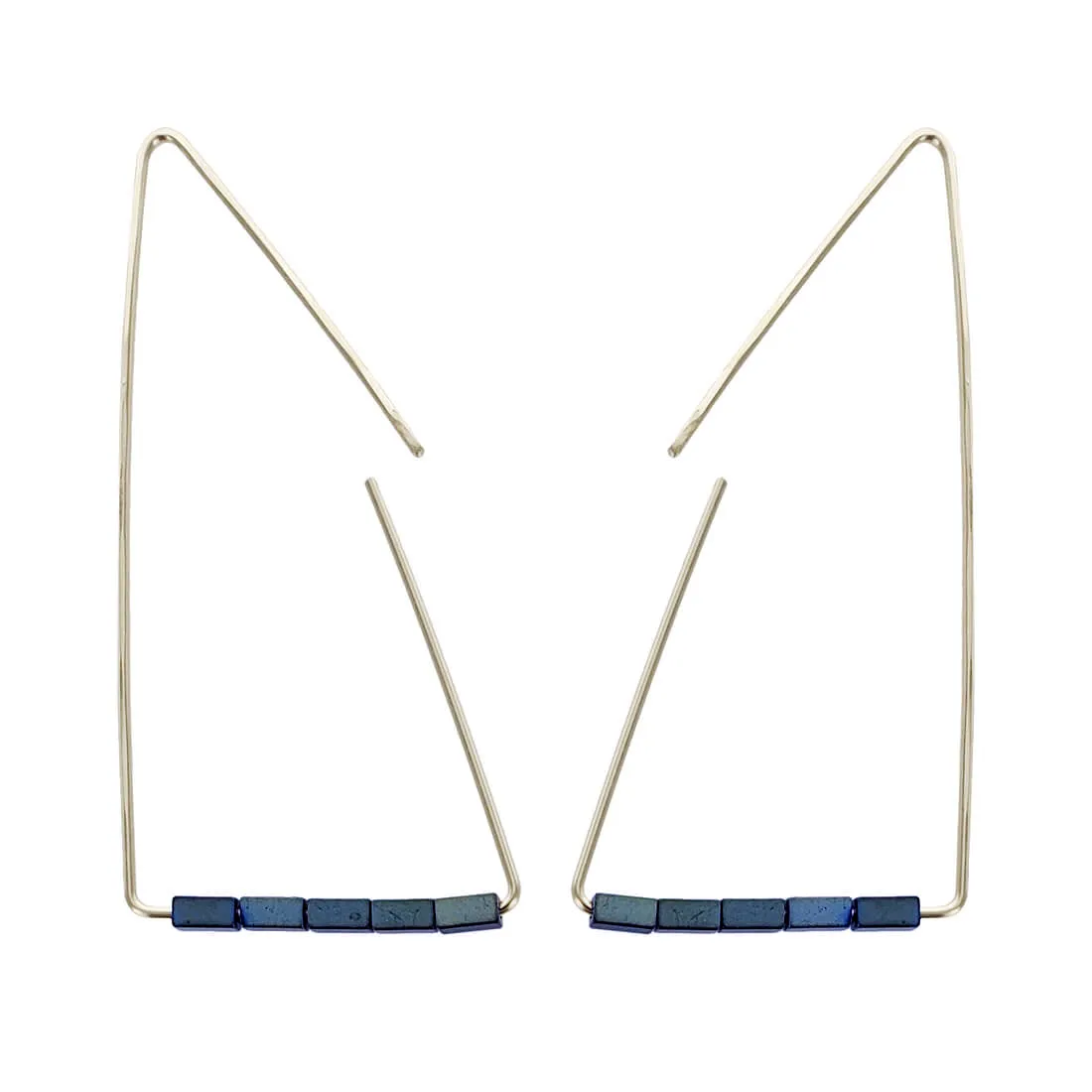 Architectural Triangle Indigo Hematite Earrings