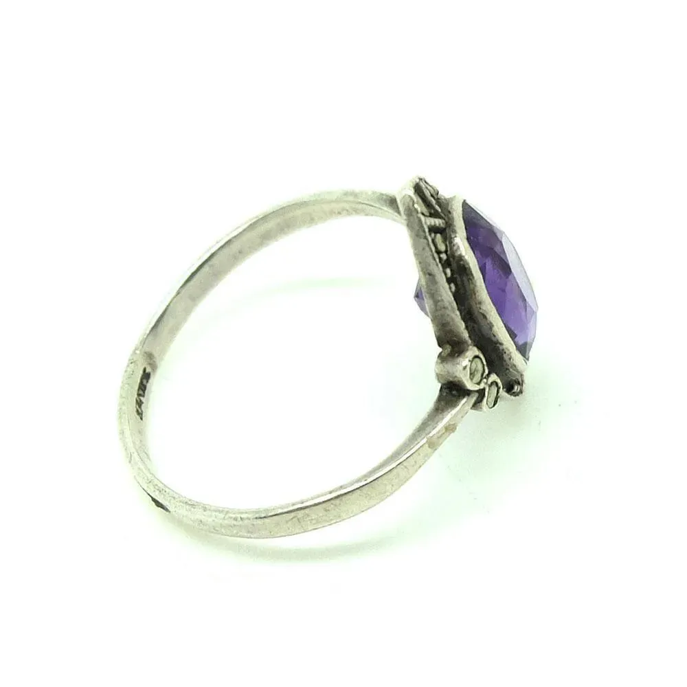 Art Deco Amethyst Marcasite Silver Ring
