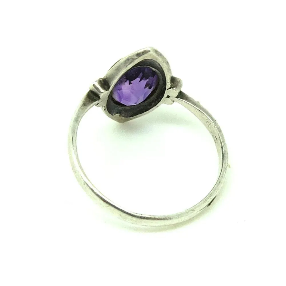 Art Deco Amethyst Marcasite Silver Ring