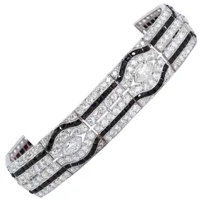 Art Deco Diamond Onyx Bracelet