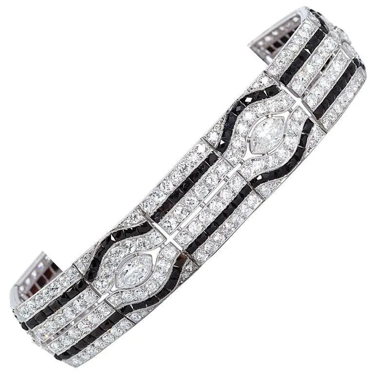 Art Deco Diamond Onyx Bracelet