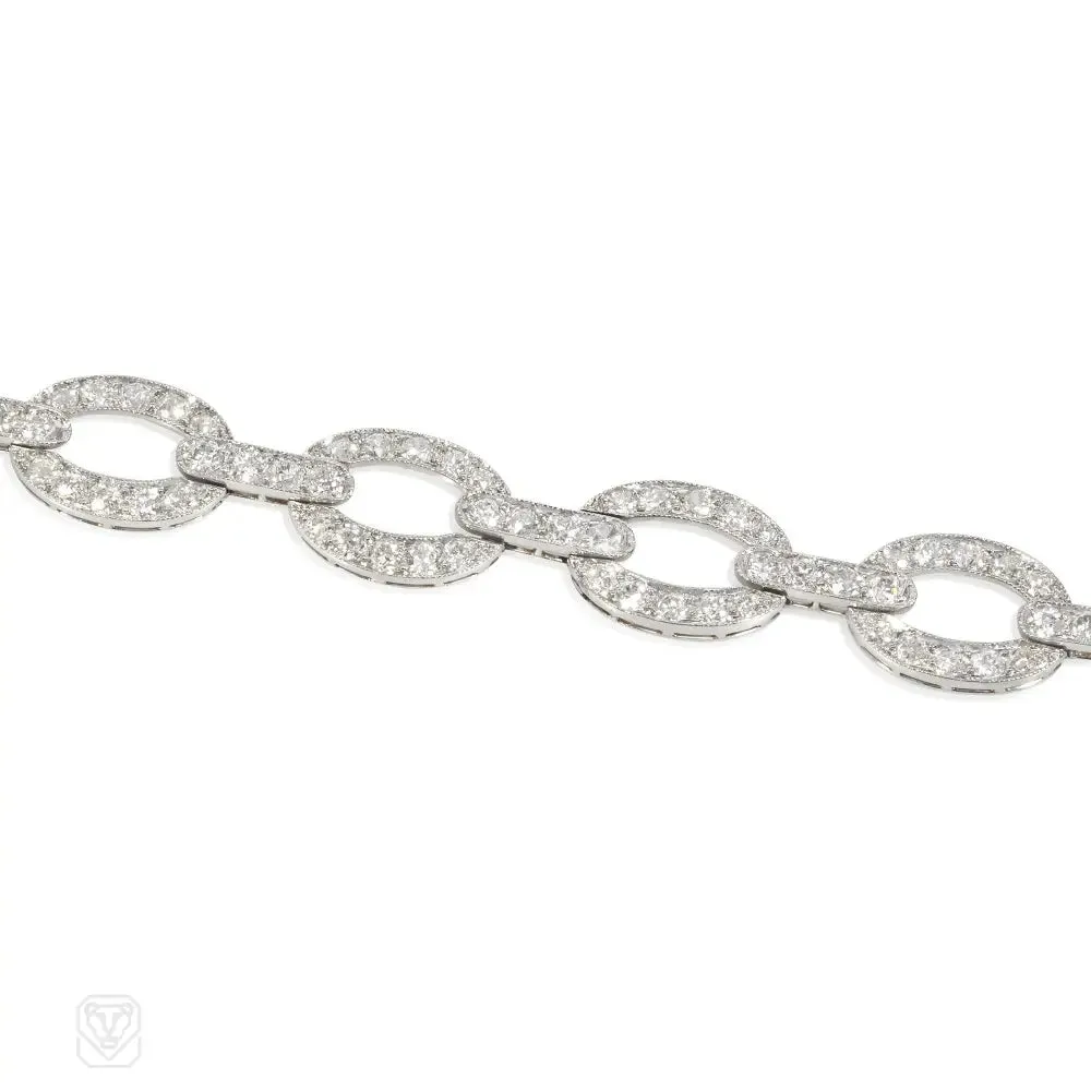 Art Deco diamond oval link bracelet