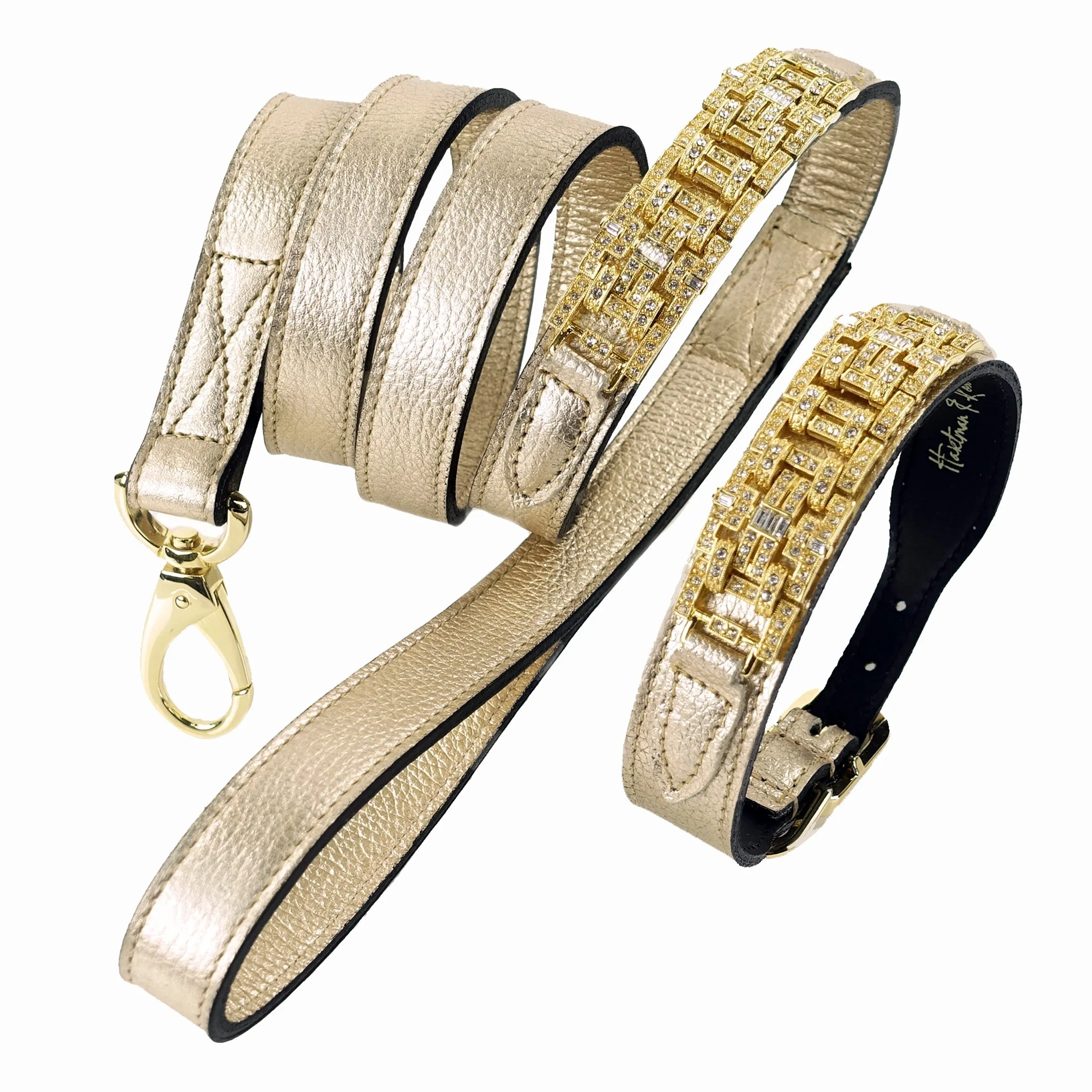 Art Deco Dog Collar in Metallic Gold & Gold